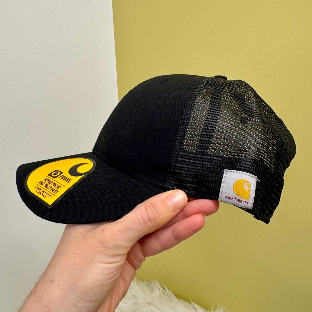 CARHARTT Force Snapback Hat Canvas Mesh Cap Professional Minimalist Black NEW